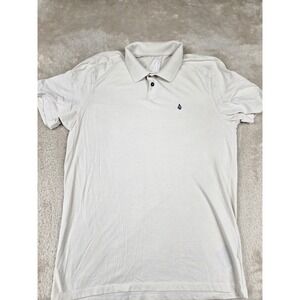 Volcom Mens Beige Short Sleeve Polo Shirt Logo Embroidered Size L